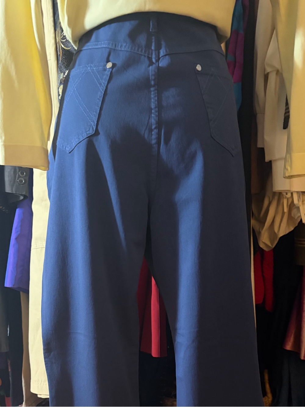 MARBLE Scotland Blue High-Waisted Wide-Leg Pleated Trousers Pants Sz US 10 - Picture 3 of 3